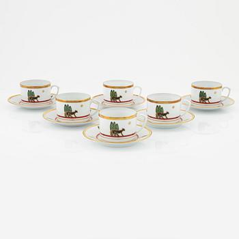 Cartier, six porcelain tea cups, Limoges, France.