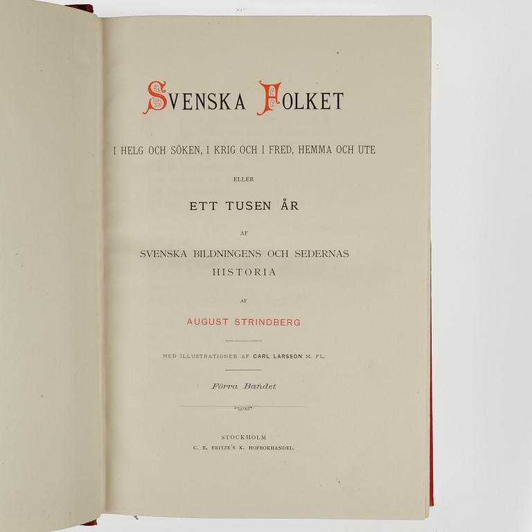 BOK, 2 vol, "Svenska folket" I-II, av August Strindberg, Stockholm 1882.