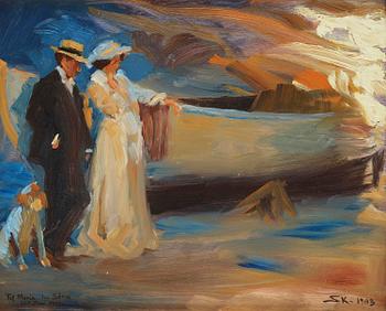 724. Peder Severin Krøyer, Marie Krøyer and Hugo Alfvén, composition study for "Midsummer Eve Bonfire".