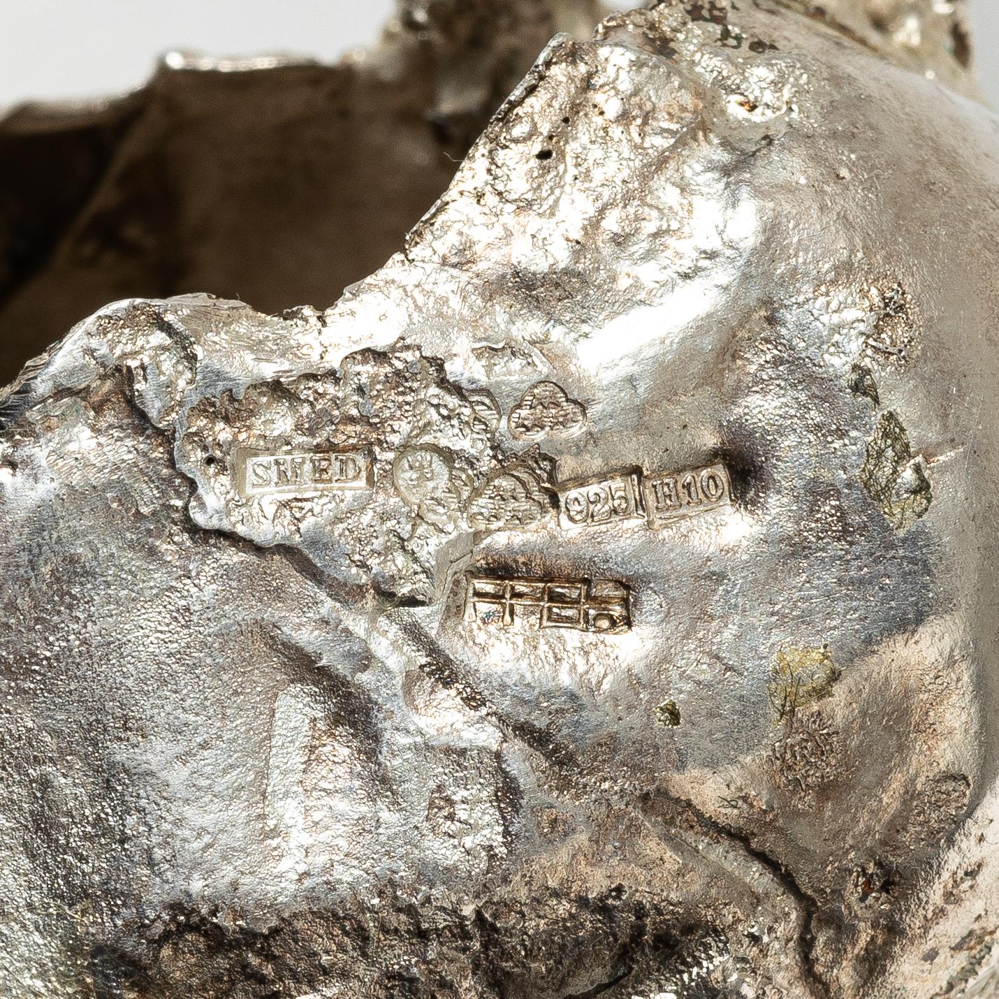 Lars Arby, skulpturer, 2 st, sterlingsilver, Göteborg 1982.