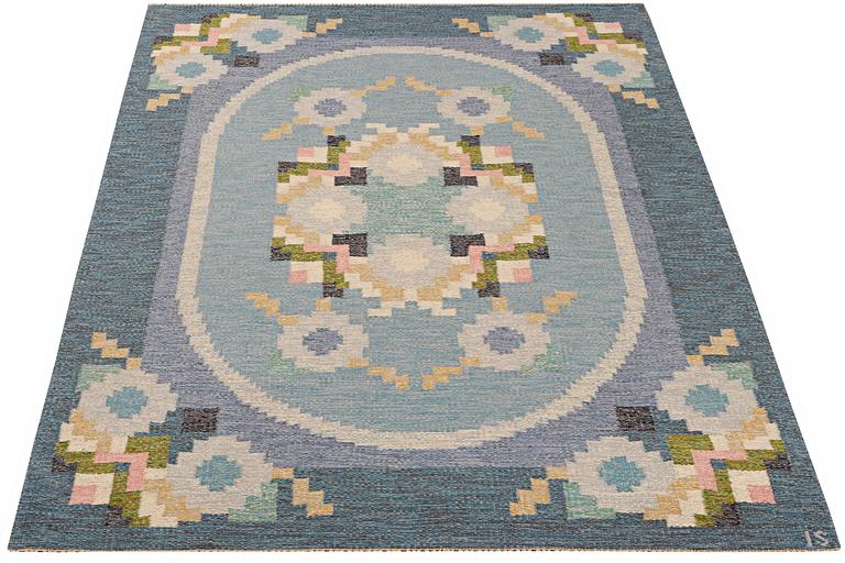 Ingegerd Silow, a flat weave rug, signed IS, c. 230 x 170 cm.