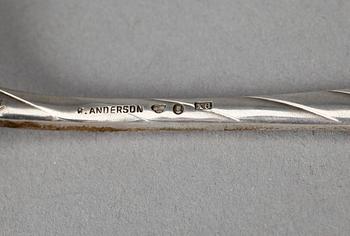 RESEBESTICK, 3 st, silver, CG Hallberg, 1900. Tot vikt ca 219 gram exklusive knivblad.