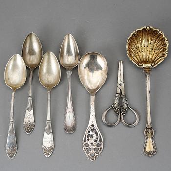 PARTI SILVER, 7 delar, bland annat CG Hallberg, 1900-tal. Vikt ca 220 g.