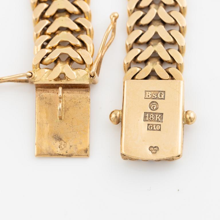 Arm bracelet, 18K gold, fishbone link.