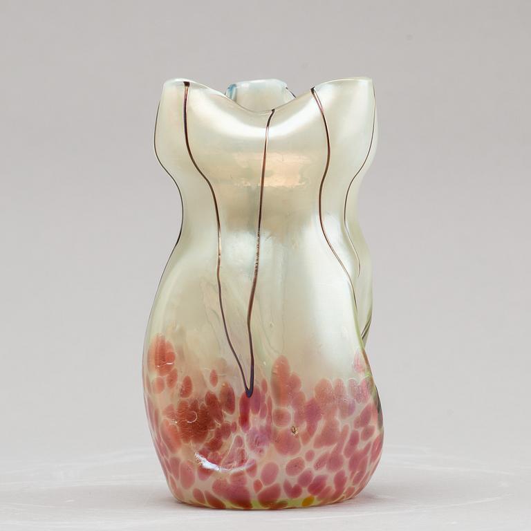 AN ART NOVEAU GLASS VASE.