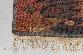 Barbro Nilsson, a carpet, "Tånga brun original", tapestry weave, ca 140,5 x 89,5 cm, signed AB MMF BN.