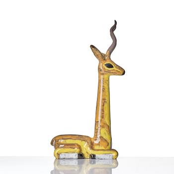 Vicke Lindstrand, a glazed ceramic sculpture of a gazelle, Upsala-Ekeby, Sweden, 1948-60.