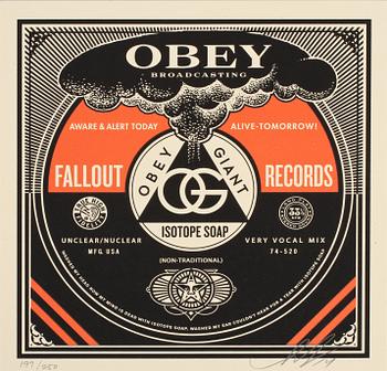 SHEPARD "OBEY" FAIREY, färgserigrafier, 4 st, signerade daterade (20)14 och numrerade 199/250.