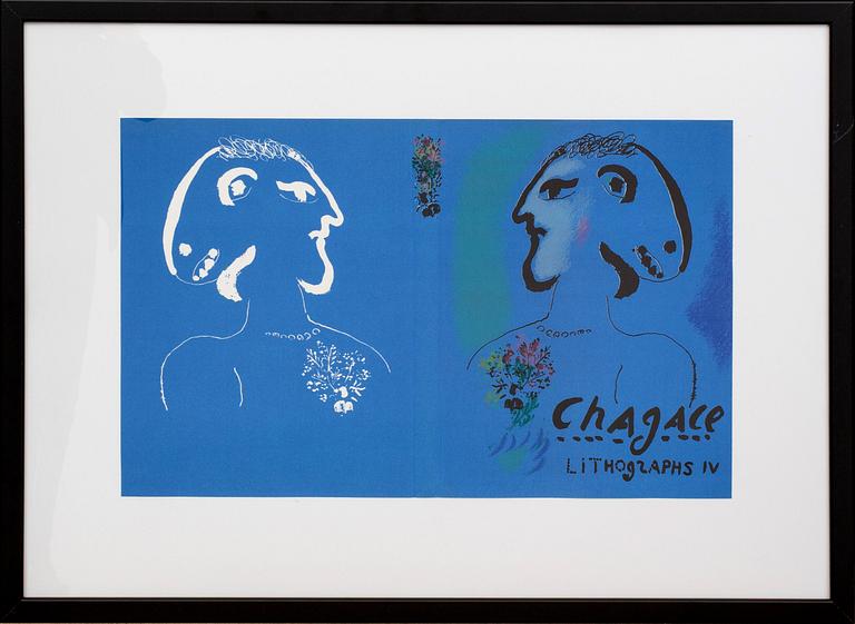 MARC CHAGALL, colour lithographe, unsigned, cover of Chagall Lithographe IV.