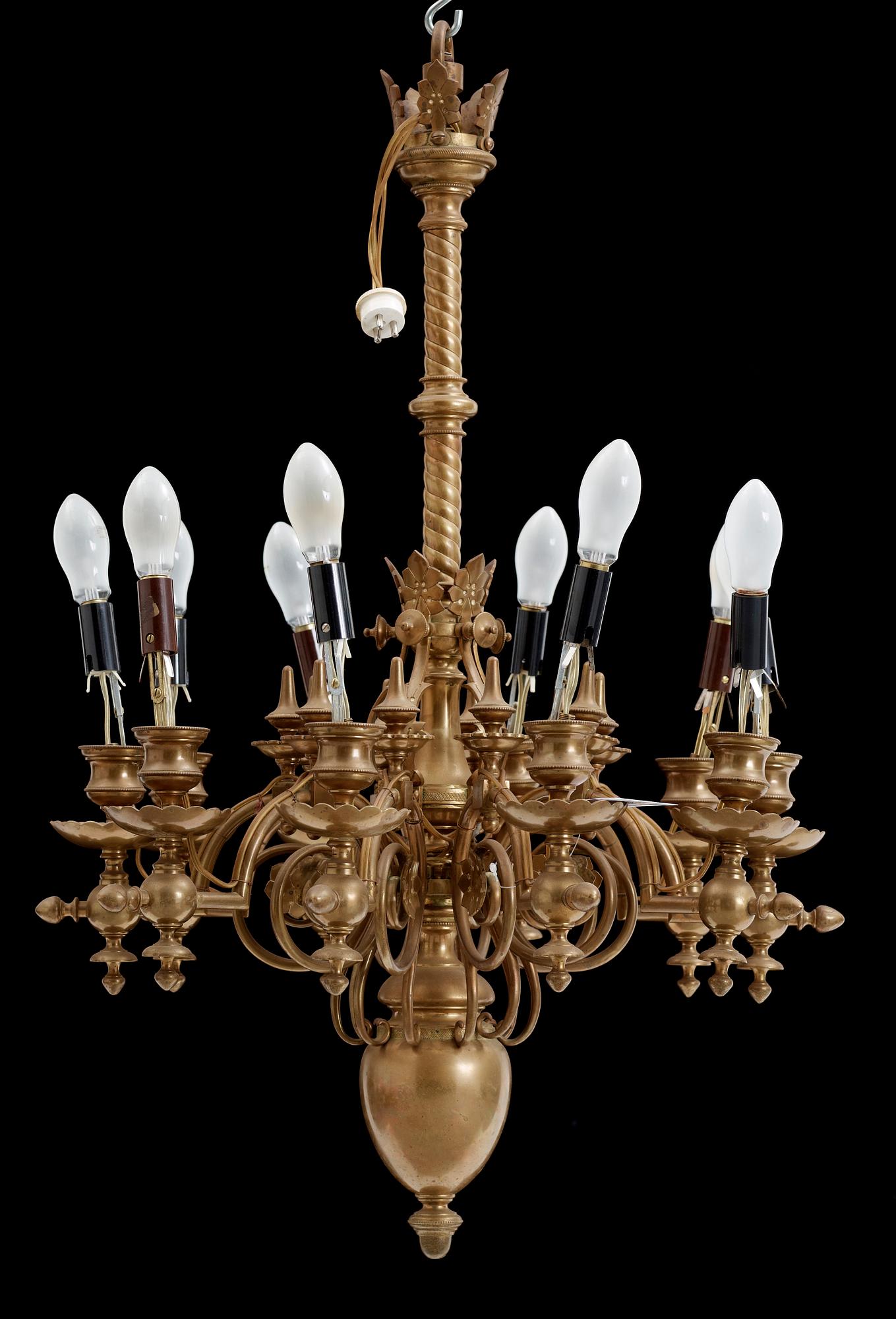LJUSKRONA, barockstil, 1900-tal. Höjd ca 80cm.