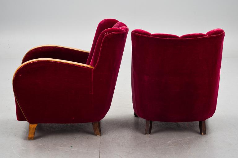 FÅTÖLJER, ett par, art deco-stil, 1900-talets mitt.