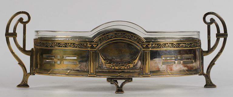 JARDINÄR, nysilver och glas, 1900-talets början.