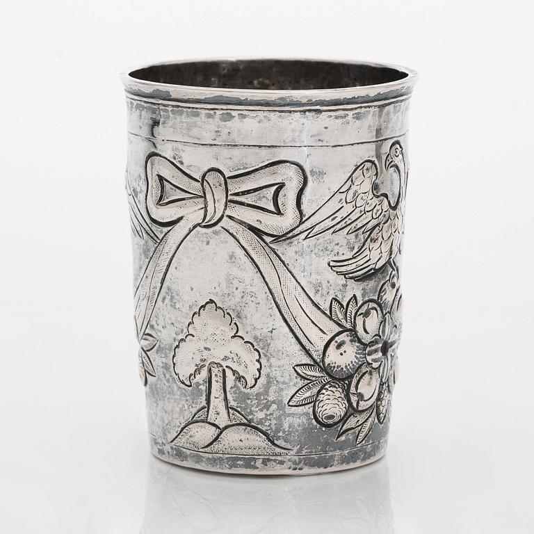 A silver beaker by Maxim Kuzmin Zolotarev, Kaluga, Russia 1780.