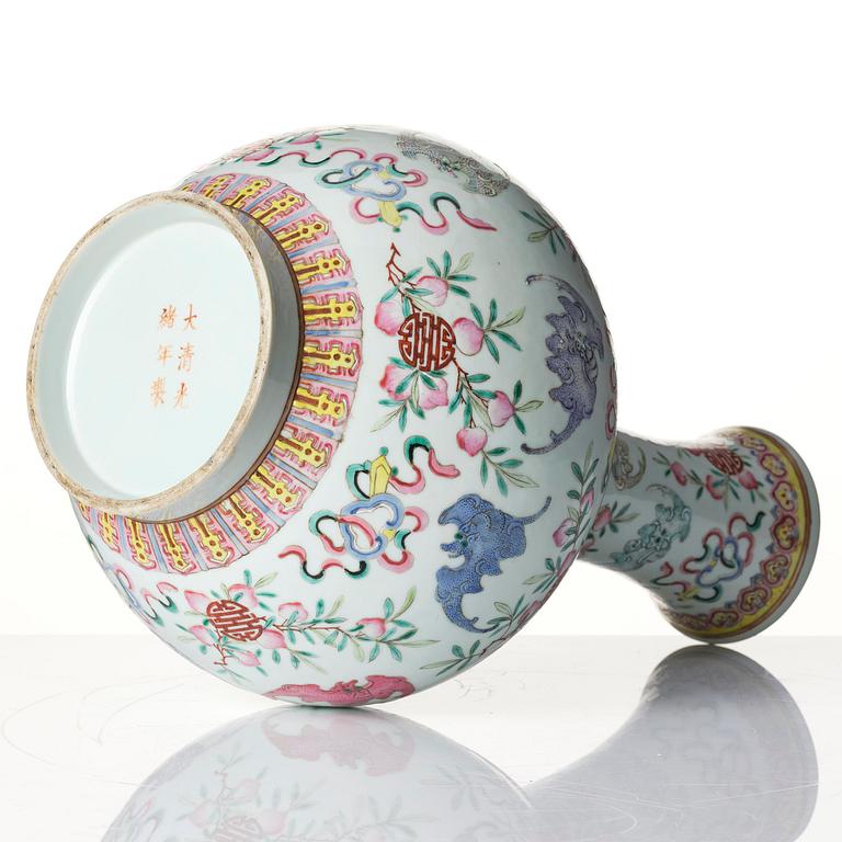 A large 'peaches and bats' famille rose vase, Qing dynasty, with Guangxu mark and of the period (1875-1908).