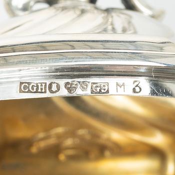 C.G. Hallberg, A three piece coffee service, Rococo style, 1950s, Stockholm.