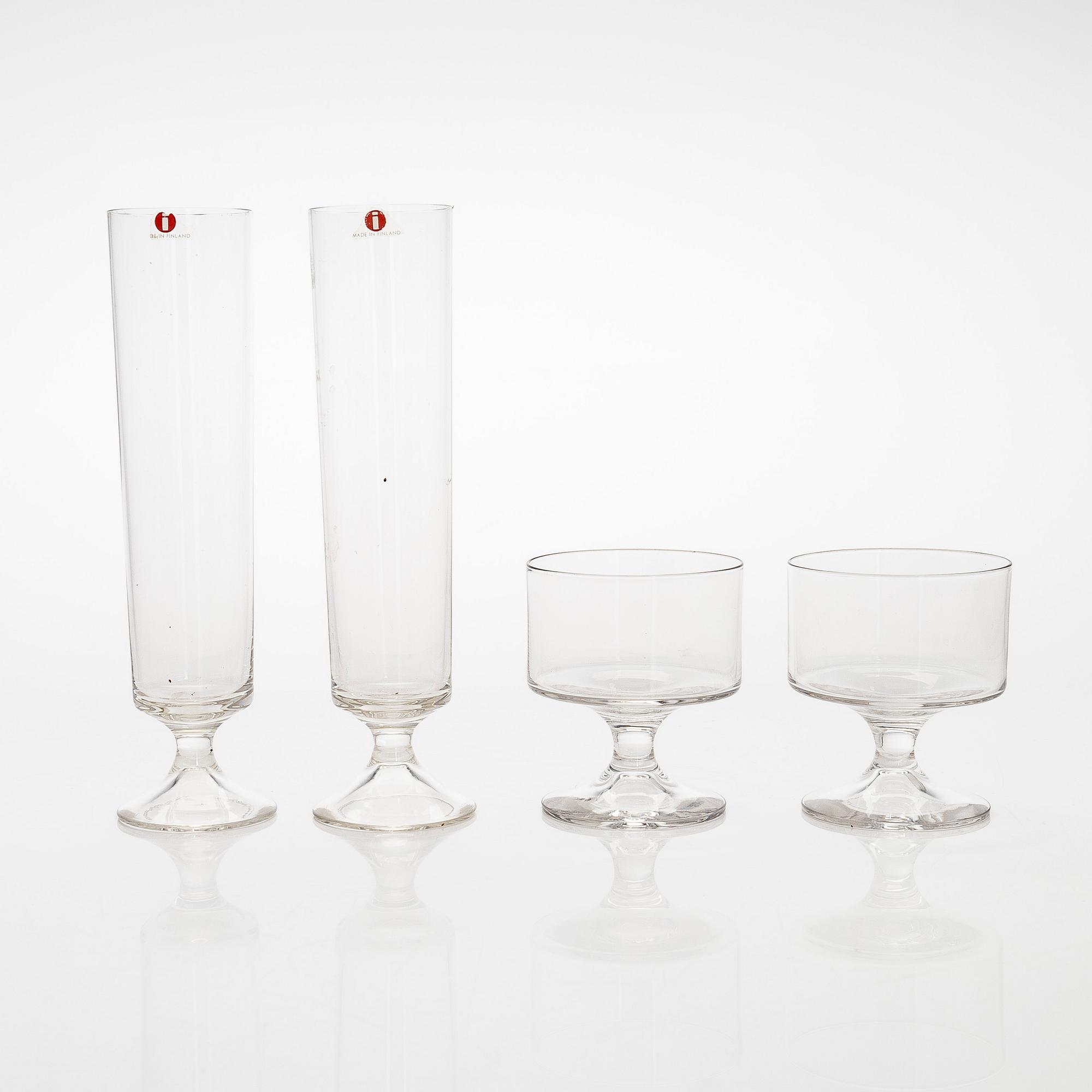 Tapio Wirkkala, A set of 19 "Karelia" model 2103 drinking glasses for Iittala Finland, in production 1965-1974.