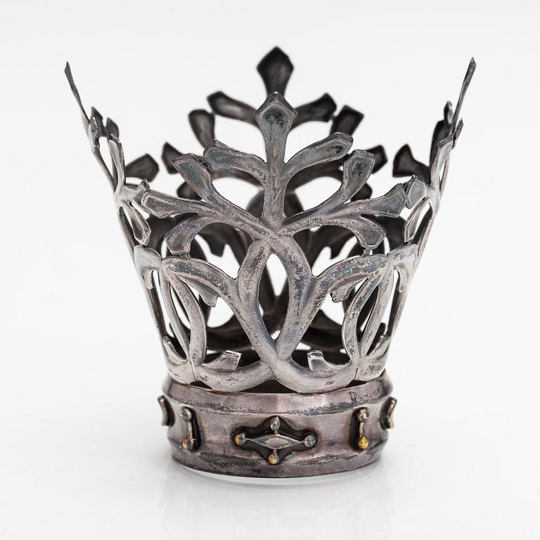 Germund Paaer, A silver plated brass wedding crown "Jäkäläkruunu". Kalevala koru, Helsinki 1940's-1950's.