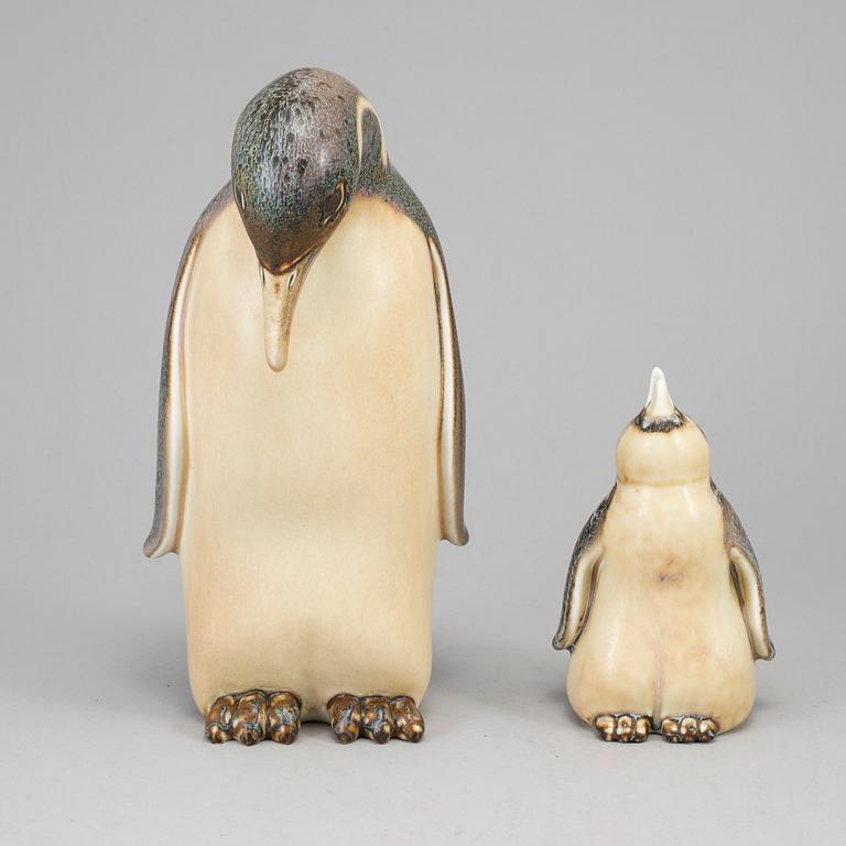 GUNNAR NYLUND, two penguine stoneware figurines from Rörstrand.