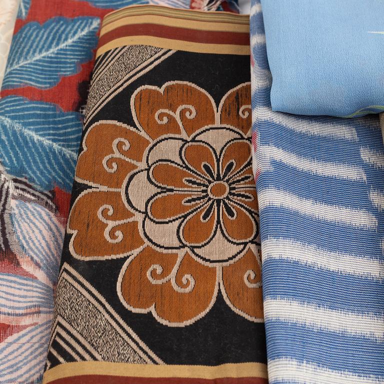A group of nine Japanese textiles, silk and brocade, first half of the 20th century.