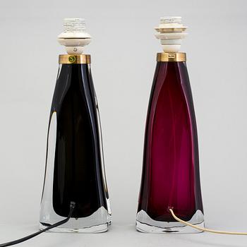 Two glass table lamps by Carl Fagerlund, Orrefors.