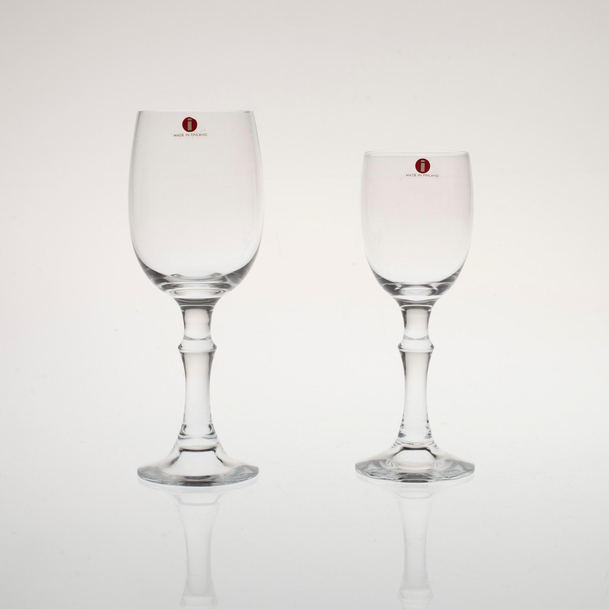 GLASSERVIS, 10+10 st, glas, "Unikko", Tapio Wirkkala, Iittala 1980-tal.