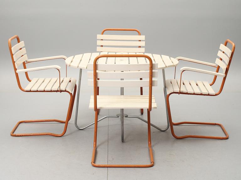 TRÄDGÅRDSMÖBLEMANG, 5 delar, 1900-talets mitt.