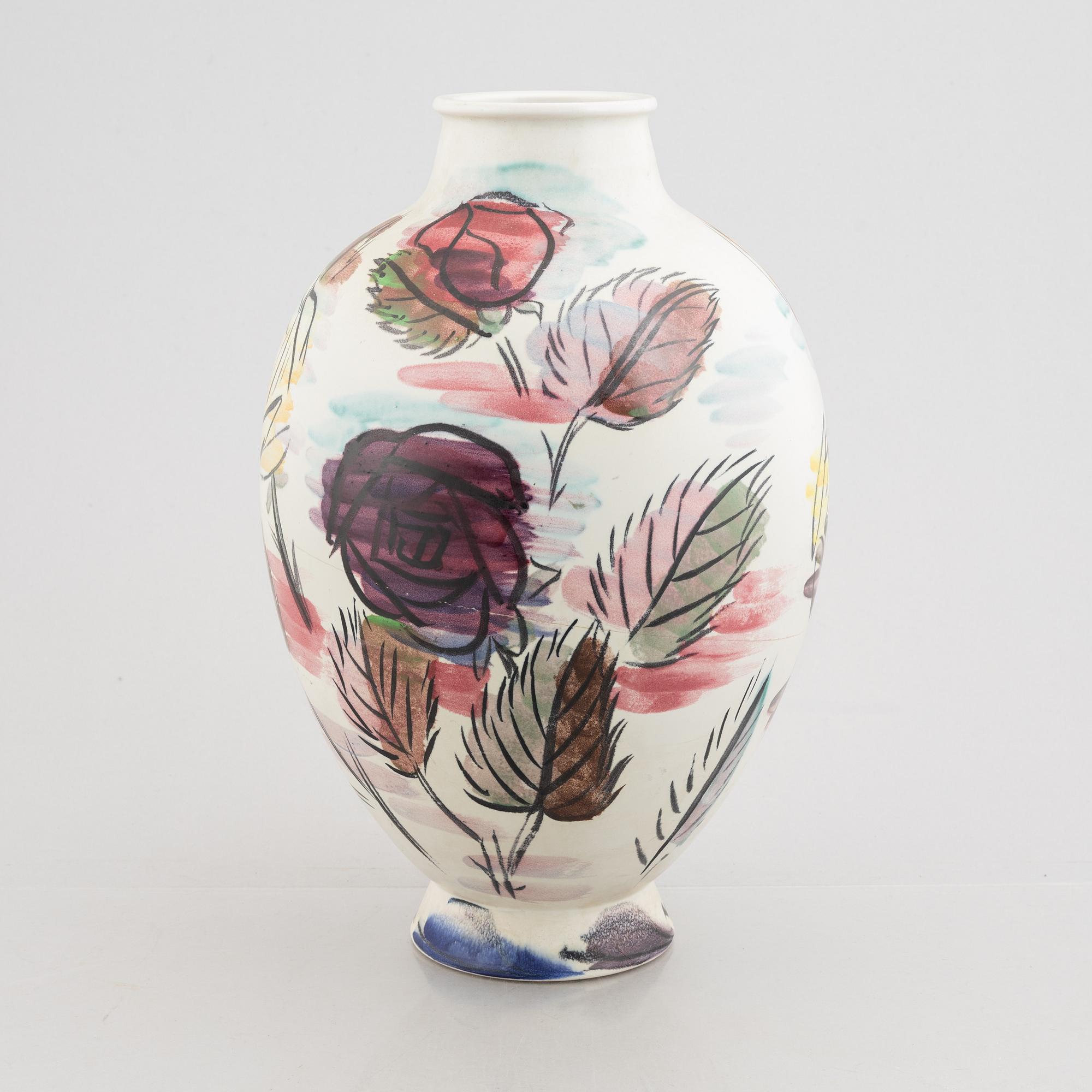 Isaac Grünewald, vas, flintgods, Rörstrand, 1942-46.