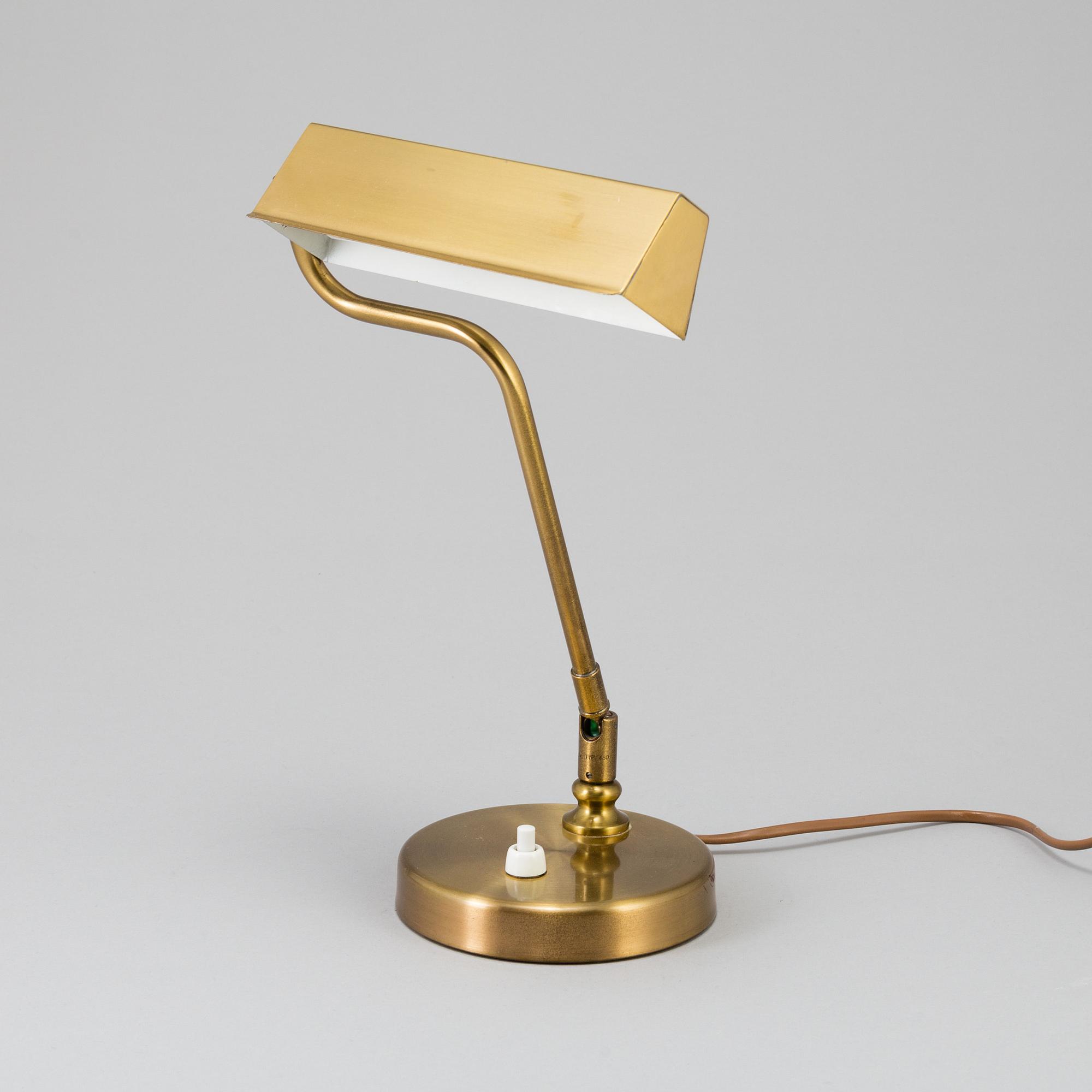 A BRASS PIANO LAMP, marked EB, second half of the 20th century.