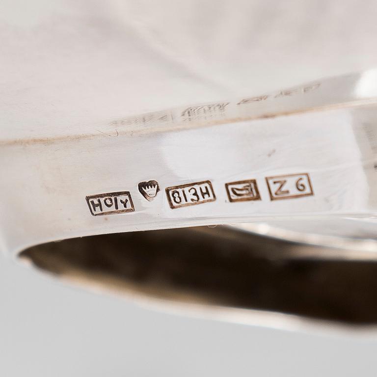 Two 1950s silver dishes, Hopeatehdas Oy, Helsingfors, 1951–55.