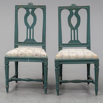 JOHAN PETTER MANSNERUS, stolar, ett par, gustavianska Stockholmsarbeten, 1700-talets andra hälft.
