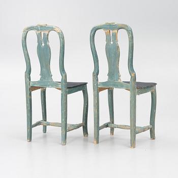 A pair of polychrome-painted folk art chairs from Järvsö, Hälsingland, late 18th/early 19th century.