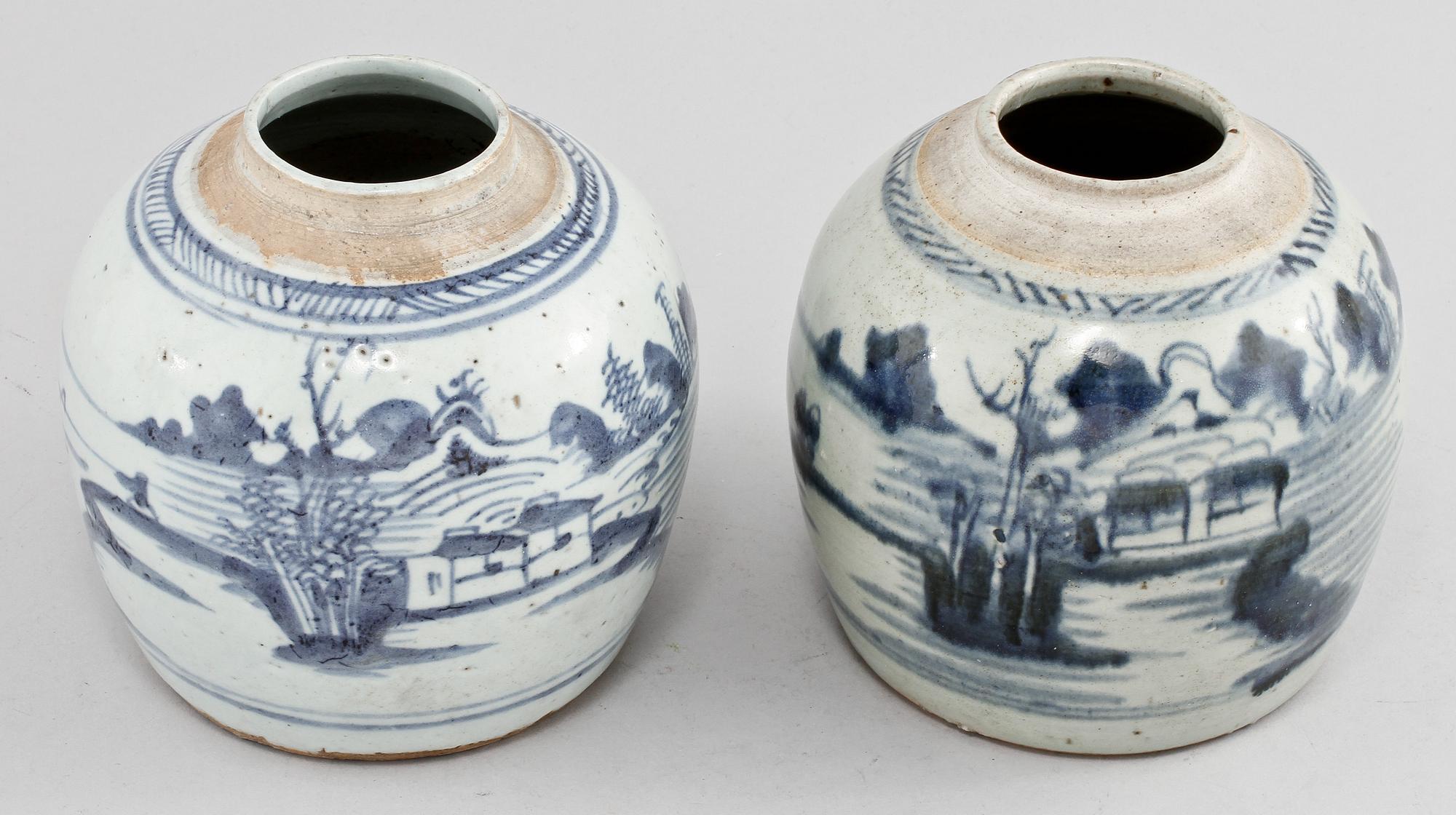 BOJANER, 2 st, porslin, Kina, 1800-tal.
