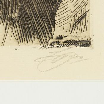 Anders Zorn, etching, 1919, signed in pencil.