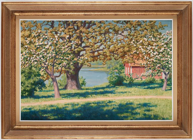 Johan Krouthén, Landscape with fruit trees in bloom.