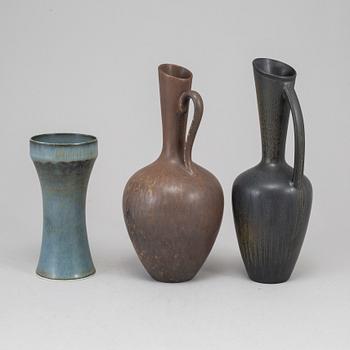 GUNNAR NYLUND, three stoneware vases, Rörstrand, Sweden 1950-60's.