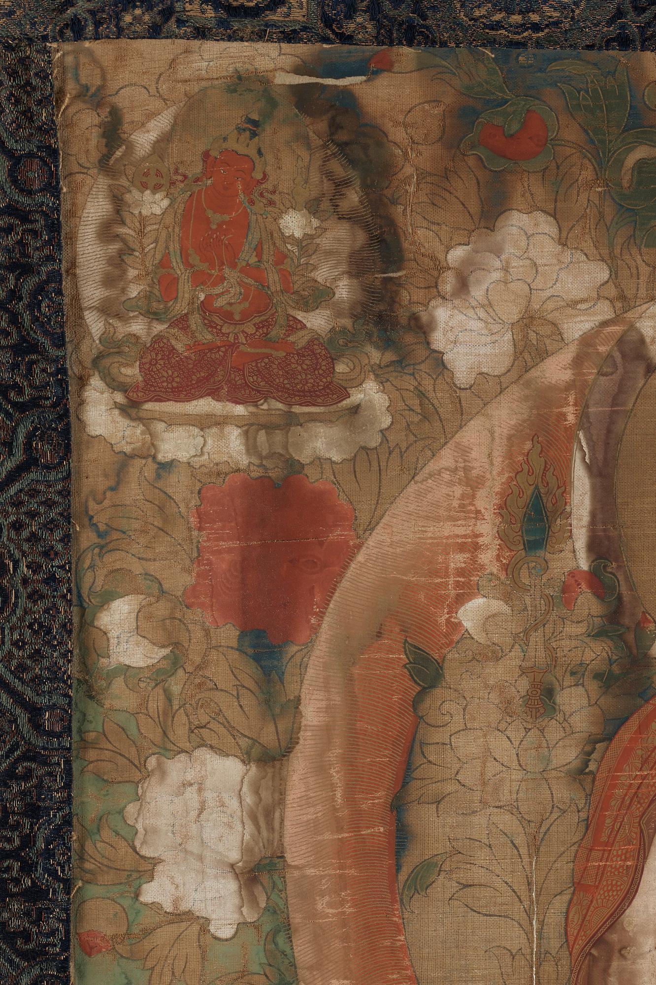 THANGKA, Tsong Khapa, tibeto-kinesisk, 1700-tal/tidigt 1800-tal.