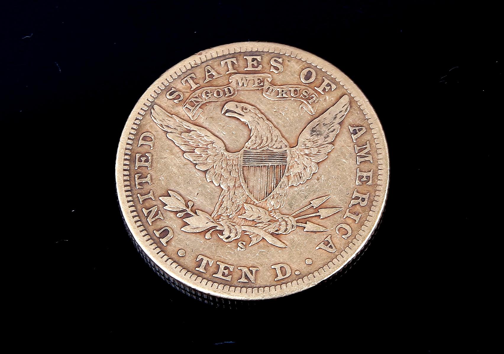 MYNT, guld, 10 dollar USA 1901. Vikt 16 gram.