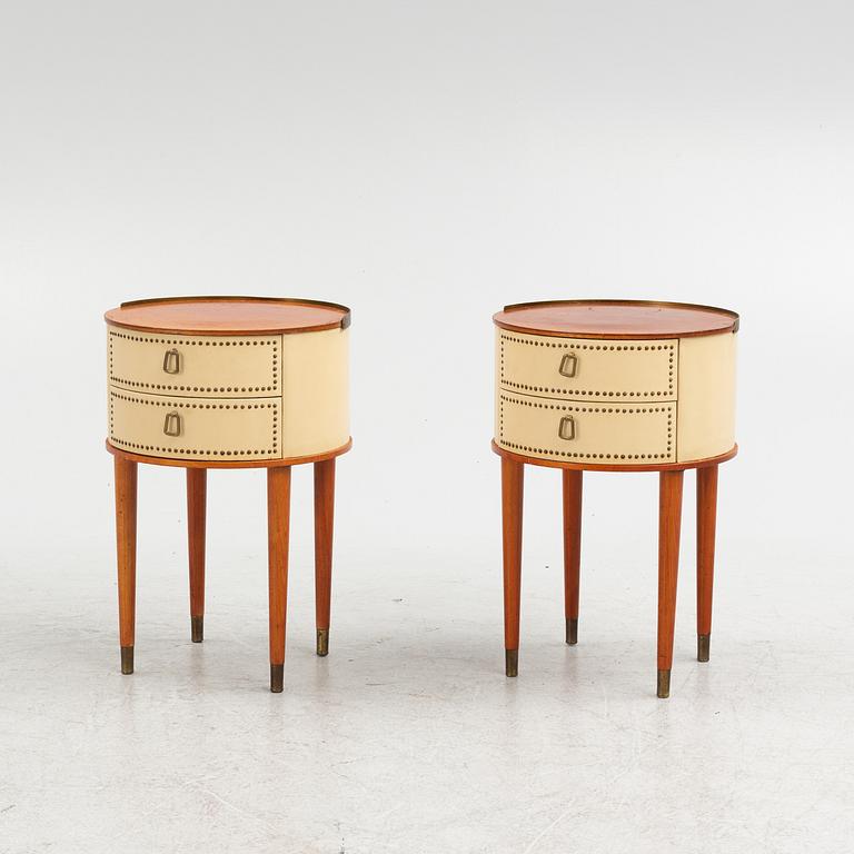 A pair of bedside tables, Halvdan Petterssons Möbelfabrik, Tibro, mid 20th Century.