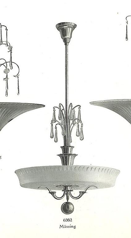 Harald Notini, a 1930's ceiling lamp, variant of model "6362", Arvid Böhlmarks lampfabrik, Sweden.