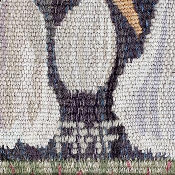 TEXTILE. "Kruka och Frukter". Tapestry weave (gobelängteknik). Ca 50,5 x 57 cm. Signed AMF.