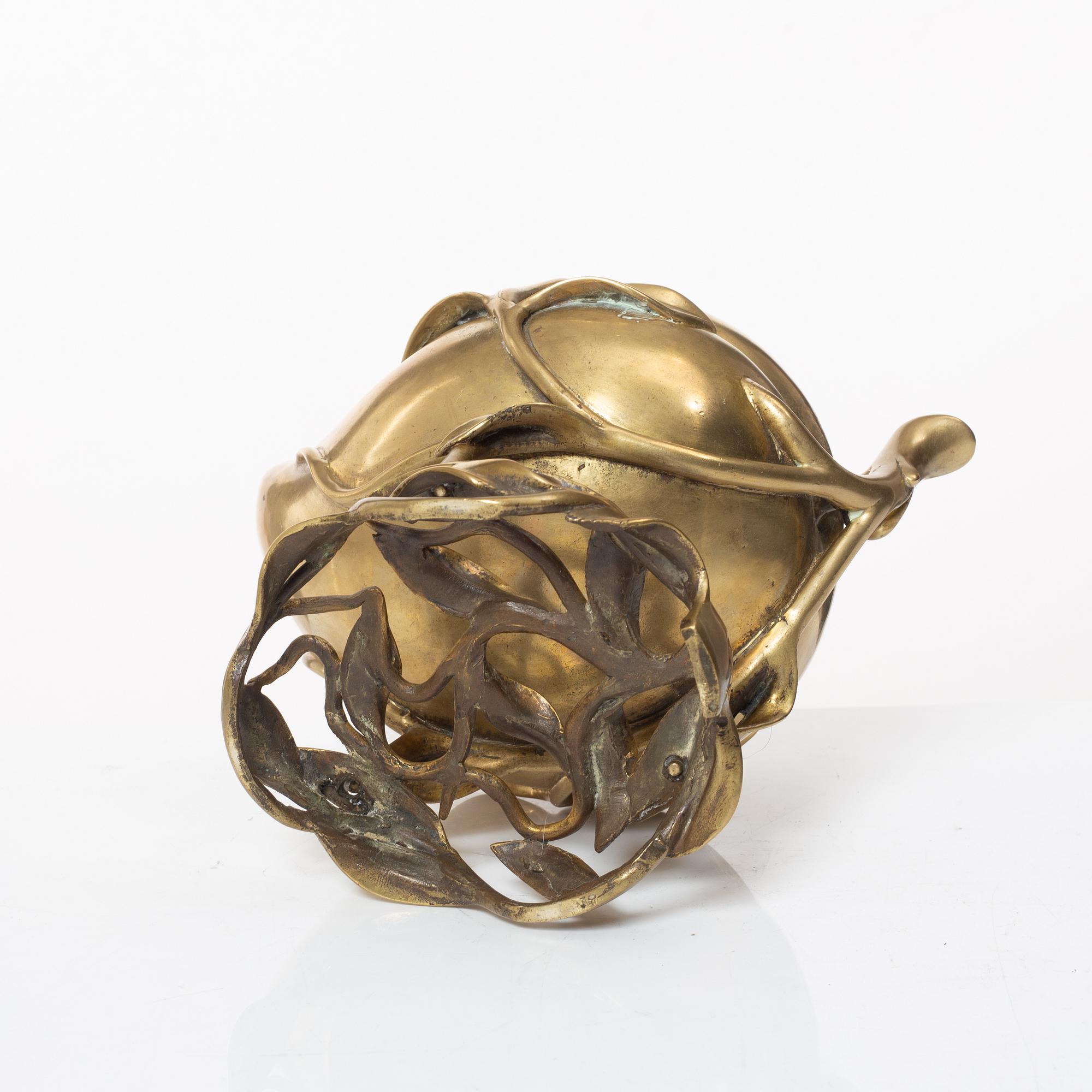 A Chinese brass 'peach' censer, first part of of the 20th century.
