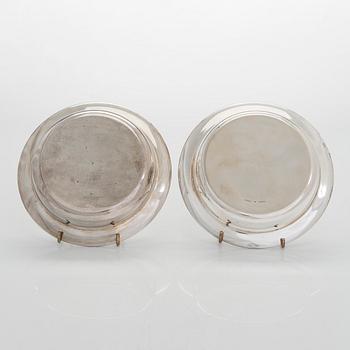 A pair of Danish sterling silver decanter coasters, maker's mark FB.