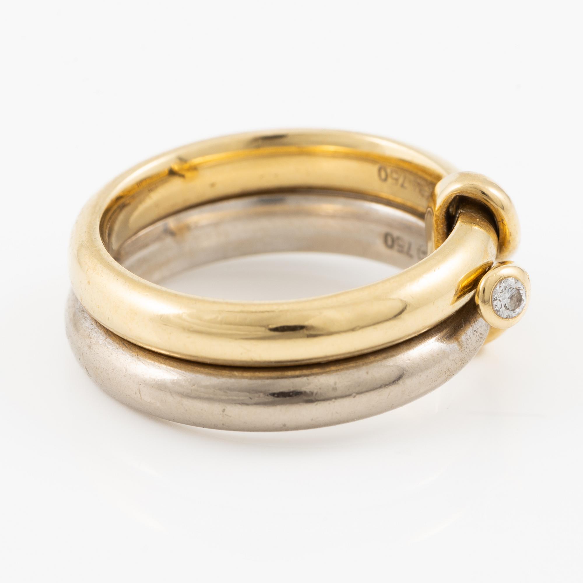 Ring, Georg Jensen, 18K gold and white gold with brilliant-cut diamonds.
