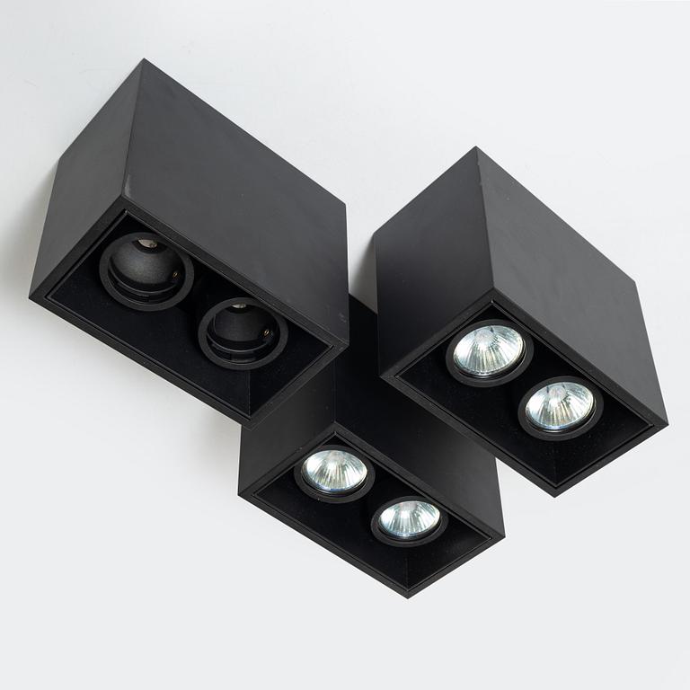 Taklampor, tre st, "Compass Box small 2L", Flos.