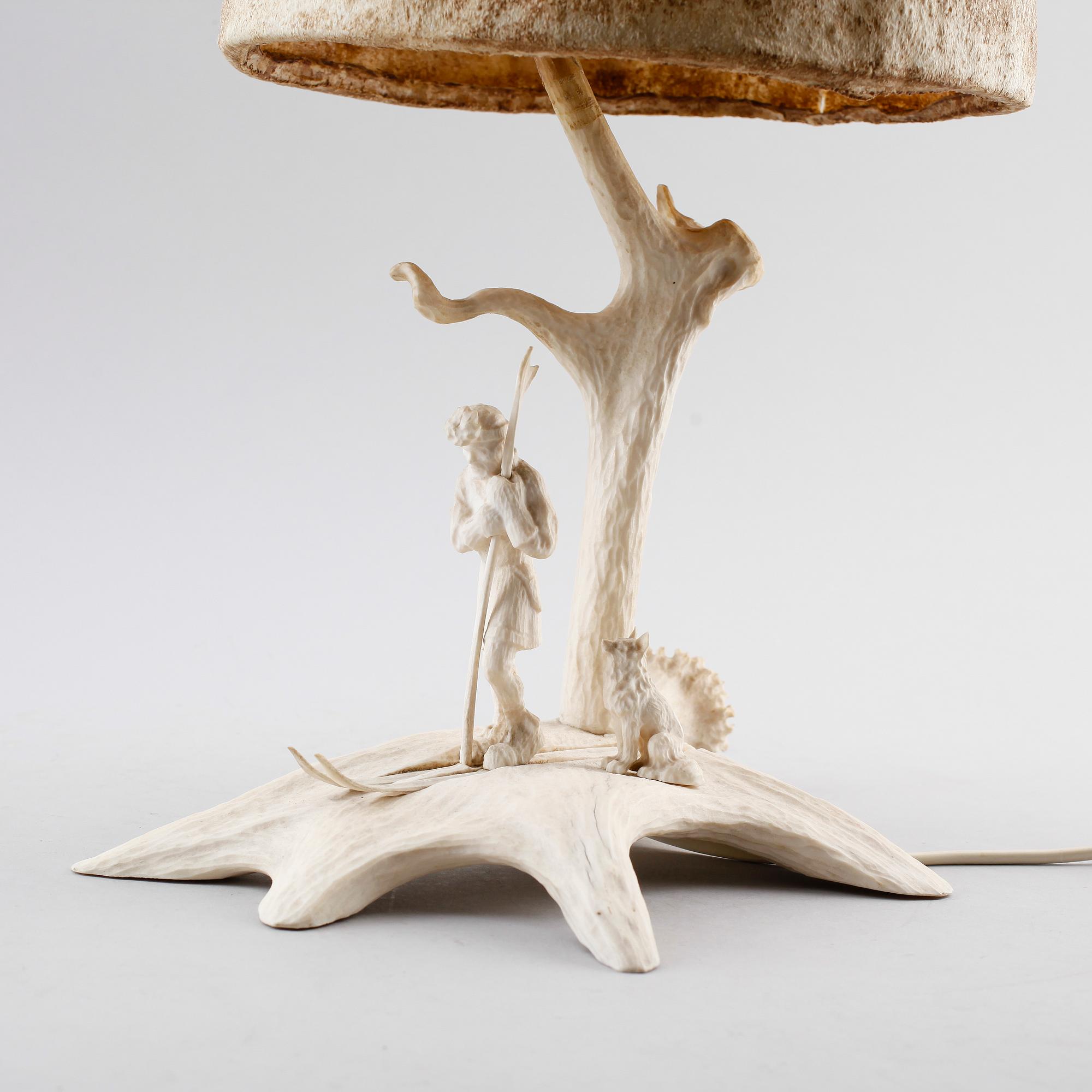 BORDSLAMPA, renhorn, KS 48, 1900-talets mitt.