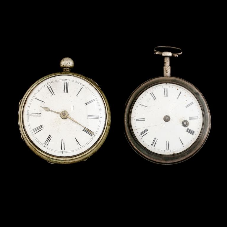 SPINDELUR, 2 st, silver, 1800-talets början.
