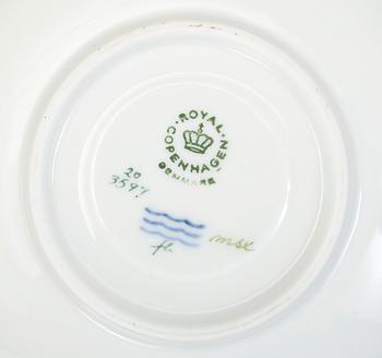 KAFFEKOPPAR MED FAT, 5 st, porslin, Flora Danica, Royal Copenhagen.