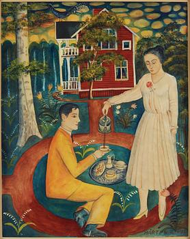 MÅRTEN ANDERSSON, akvarell med täckvitt på papper, signerad Mårten A. och daterad 1958.