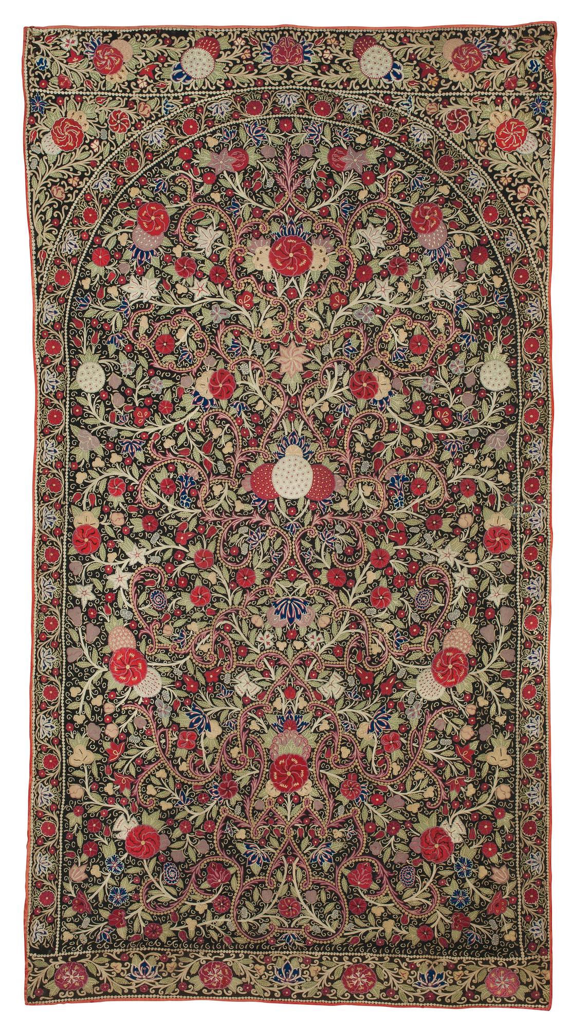 EMBROIDERY. Antique Rascht Embroidery. Persia (Iran). 204 x 109 cm.