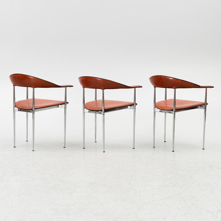 A set of three arm-chairs by G Vegni and G Gualterotti, 'P40', Fasem, 1980's.